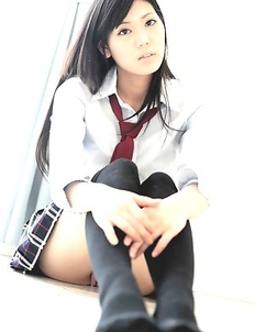 Saemi Shinohara is sexy schoolgirl in uniform and socks